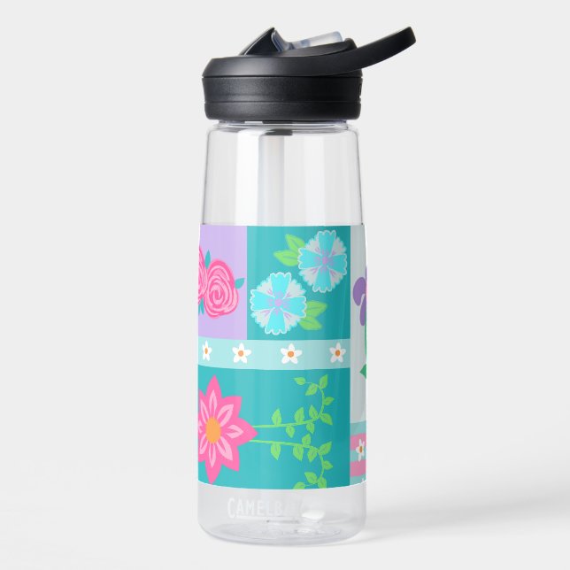 Lebendiges blühendes Blumen-Design Trinkflasche (Links)