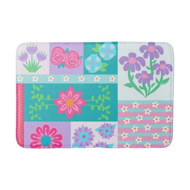Lebendiges blühendes Blumendesign Badematte (Vorderseite)