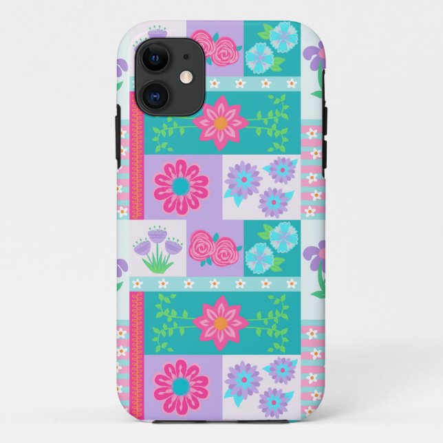 Lebendiges blühendes Blumendesign Case-Mate iPhone Hülle (Rückseite)