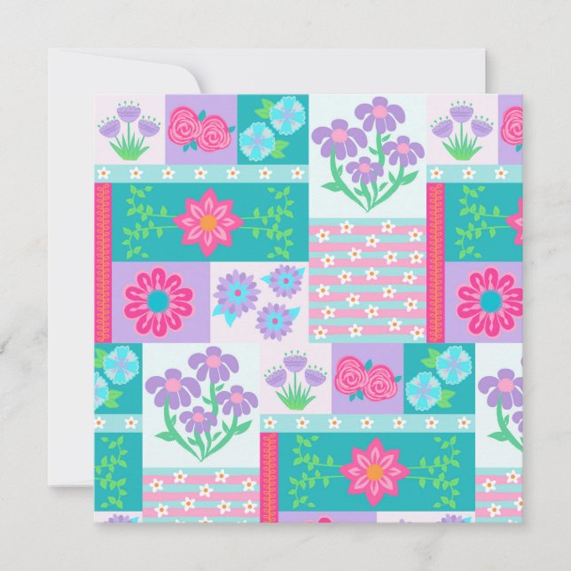 Lebendiges blühendes Blumendesign Feiertagskarte (Vorderseite)