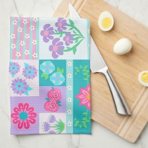 Lebendiges blühendes Blumendesign Geschirrtuch