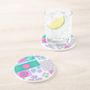 Lebendiges blühendes Blumendesign Getränkeuntersetzer