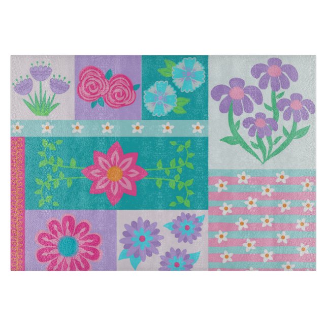 Lebendiges blühendes Blumendesign Schneidebrett (Vorderseite)