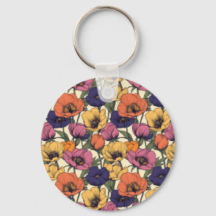 Lebendiges Blumendesign mit farbenfrohen Mohnblume Schlüsselanhänger