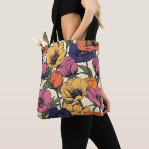 Lebendiges Blumendesign mit farbenfrohen Mohnblume Tasche
