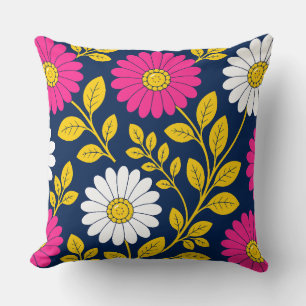 Lebendiges Blumendesign mit Gänseblümchen und gold Kissen