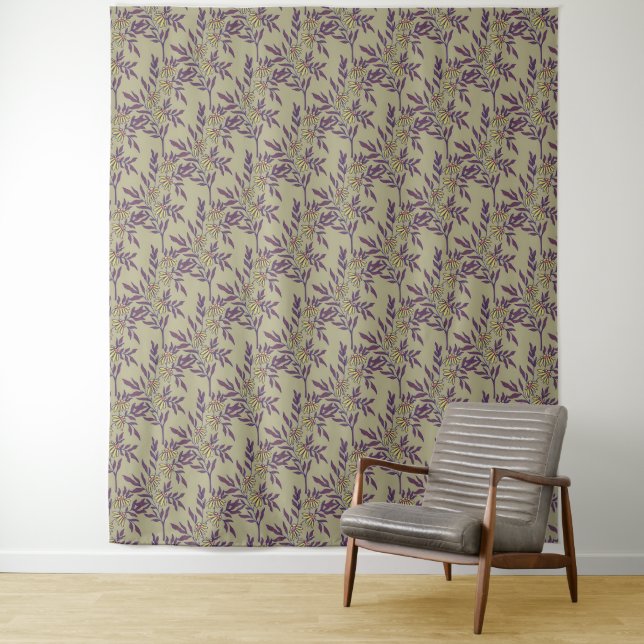 Lebendiges Blumendesign mit gelben Gänseblümchen  Wandteppich (Beispiel)