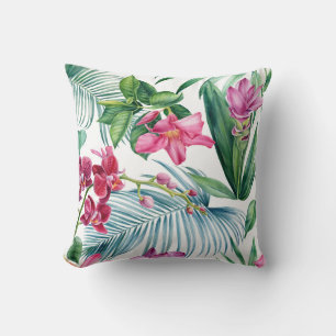 lebendiges Blumendesign mit rosa Blüten Kissen