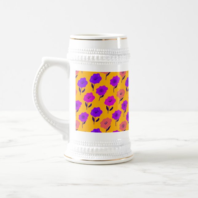 Lebendiges Blumenmuster Bierglas (Links)