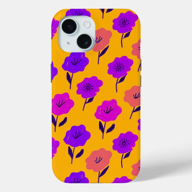Lebendiges Blumenmuster Case-Mate iPhone Hülle (Rückseite)