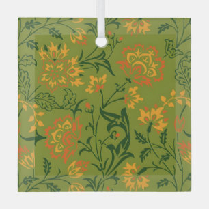 Lebendiges Blumenmuster: Gelbe und Orange Blüten Ornament Aus Glas