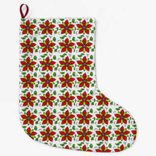 Lebendiges Blumenmuster Großer Weihnachtsstrumpf