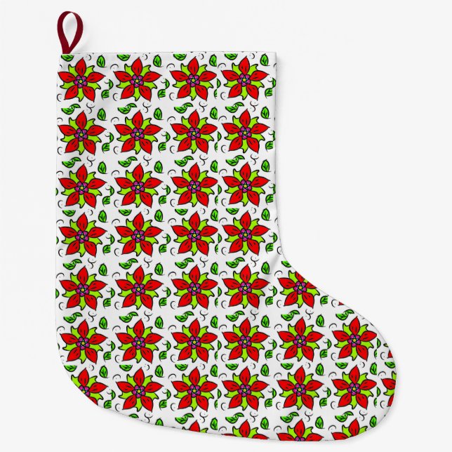 Lebendiges Blumenmuster Großer Weihnachtsstrumpf (Vorderseite)