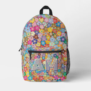 Lebendiges Blumenmuster individuell monogrammierte Bedruckter Rucksack