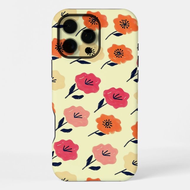 Lebendiges Blumenmuster iPhone 16 Pro Max Hülle (Rückseite)