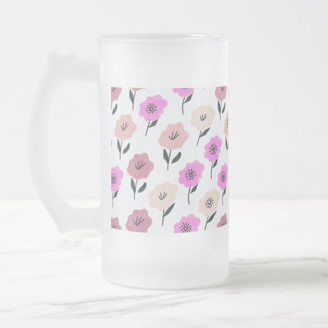 Lebendiges Blumenmuster Mattglas Bierglas (Links)