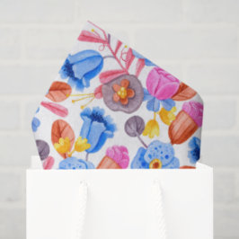 Lebendiges Blumenmuster mit Rosa Seidenpapier