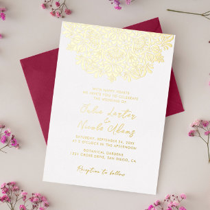 Lebendiges Blumenparfüm Entzücken Mandala Hochzeit Folieneinladung