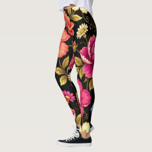 Lebendiges Boho-Blumen-Botanik-Muster Leggings