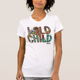 Lebendiges Boho-Chic-Wild-Child Schwarze Frau T-Shirt