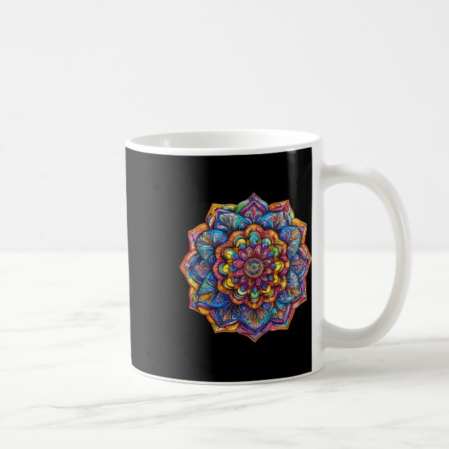 Lebendiges Boho-Mandala-Meditations-Chakra-Muster Kaffeetasse (Rechts)