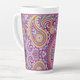 Lebendiges Boho-Paisley-Blumenmuster Farbige Kun Milchtasse