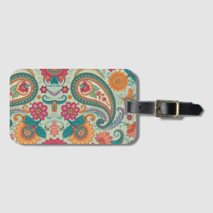 Lebendiges Boho-Paisley-lichtgrünes Blumenmuster Gepäckanhänger