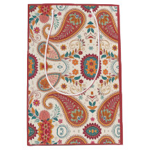 Lebendiges Boho-Paisley-Weiß-Blumenmuster