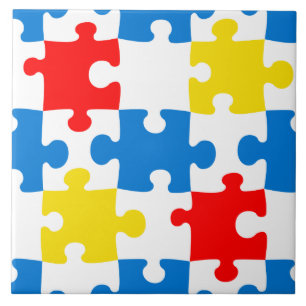 Lebendiges buntes Puzzle-Teil-Muster Fliese