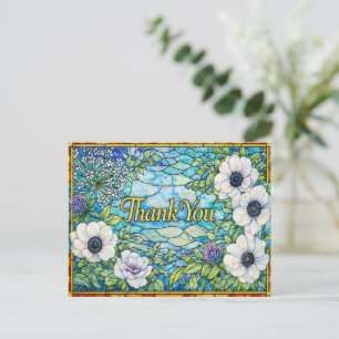 Lebendiges Buntglas Inspiriert Florales Dankeschön Postkarte