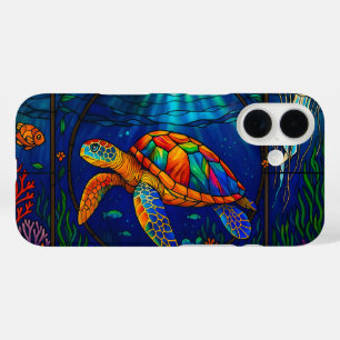 Lebendiges Buntglas Meeresschildkröte Ozean Design iPhone 16 Hülle