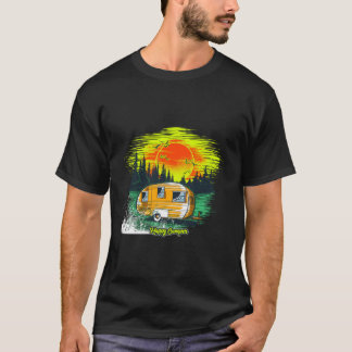 Lebendiges Camping-Szene-Grafik-T-Shirt bei Sonnen T-Shirt