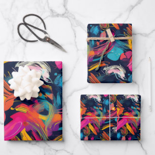 Lebendiges Chaos-Spritz-Graffiti Geschenkpapier Set