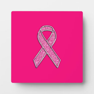 Lebendiges Chrome Glitter Style Rosa Band Awarenes Fotoplatte