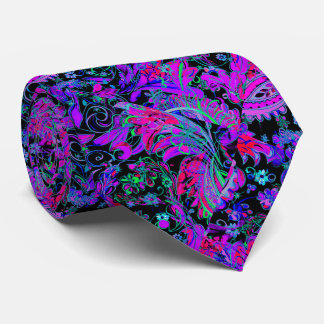 Lebendiges dunkelblau-lila Paisley-Muster Krawatte
