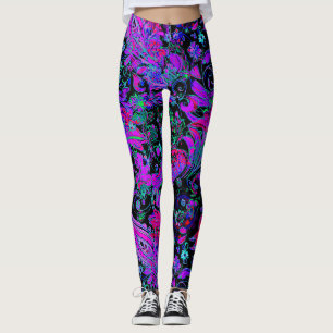Lebendiges dunkles lila Paisley-Muster Leggings