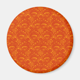 Lebendiges Elegantes Orange Damast Spitze Mädchenh Magnet