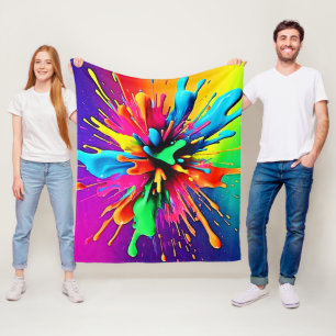 Lebendiges Farbexplosions-Design Fleecedecke