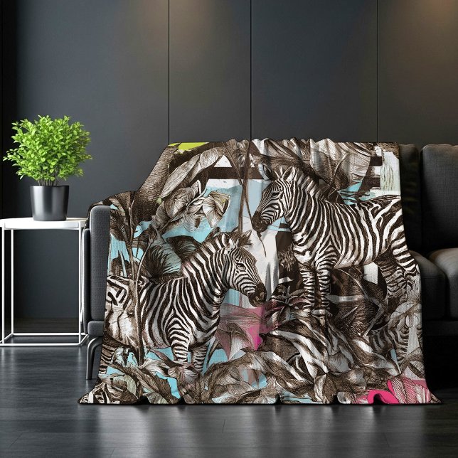 Lebendiges Farbige Gemischte Zebra Dschungel Muste Fleecedecke (Von Creator hochgeladen)