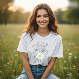 Lebendiges Feld mit Wildblumen Große Größe T-Shirt