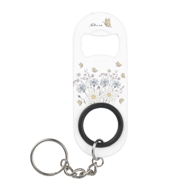 Lebendiges Feld mit Wildblumen  Mini Flaschenöffner (Vorderseite)