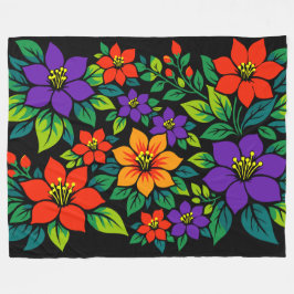 Lebendiges florales Design mit farbenfrohen Blüten Fleecedecke