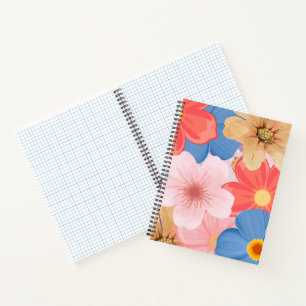 Lebendiges florales Garten-Aquarellmuster Spiral Notizbuch