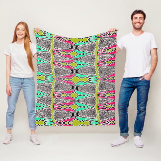 Lebendiges florales geometrisches Volkskunstmuster Fleecedecke