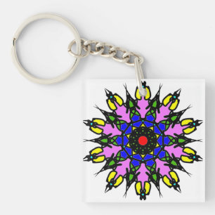 Lebendiges florales Mandala Schlüsselanhänger