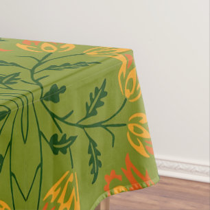 Lebendiges florales Muster: Gelbe und orangefarben Tischdecke