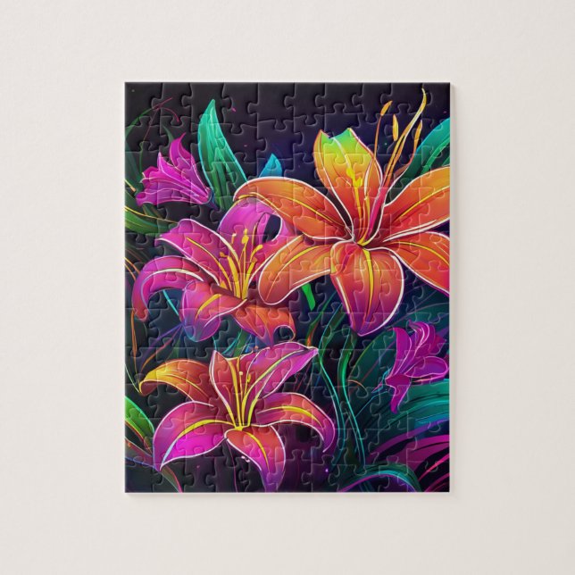 Lebendiges florales Puzzle, farbenfrohes Puzzlespi (Vertikal)