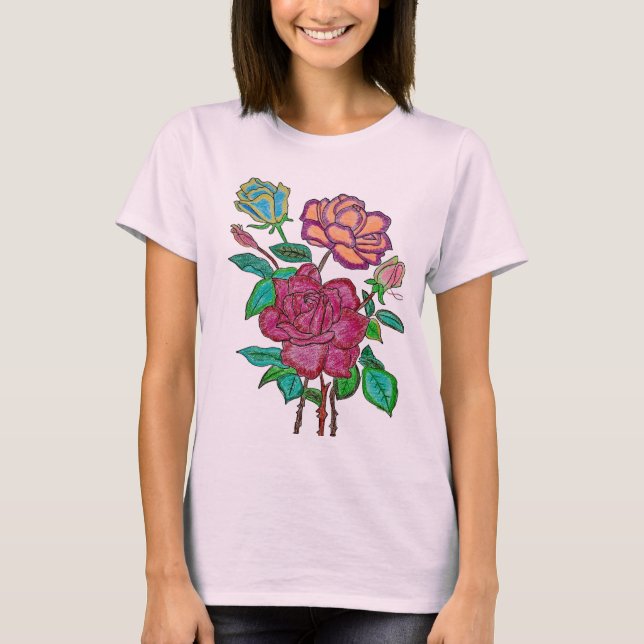 Lebendiges Florales T-Shirt (Vorderseite)