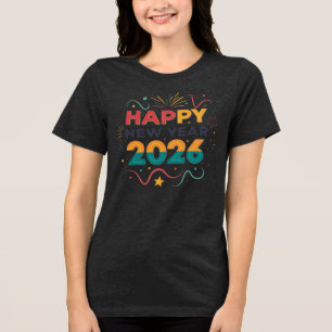 Lebendiges Frohes Neues Jahr 2026 Tri-Blend Shirt