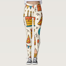 Lebendiges Geburtstagsfeier Nahtloses Muster Leggings